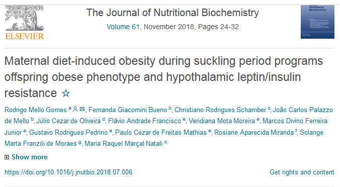 Publicação no Periódico "The Journal of Nutritional Biochemistry" 