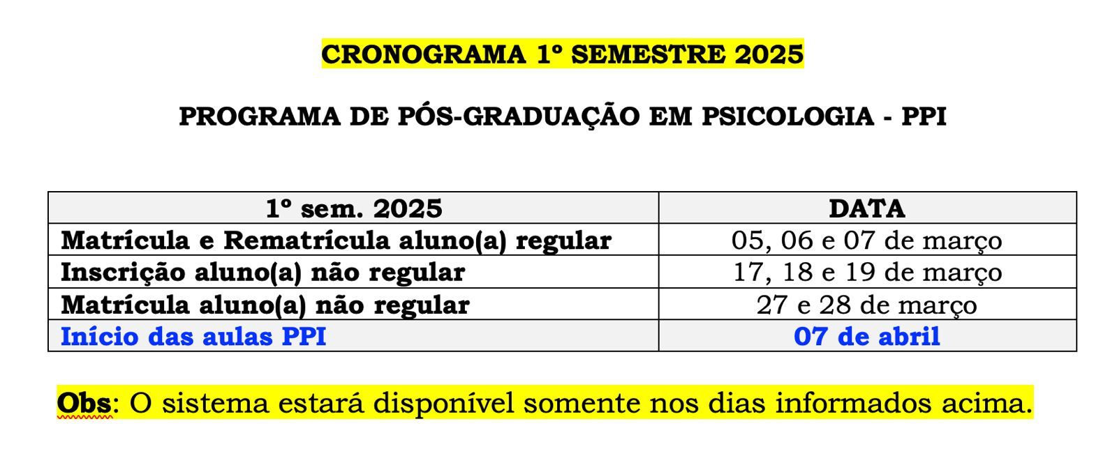 CRONOGRAMA 1 SEMESTRE - 2025